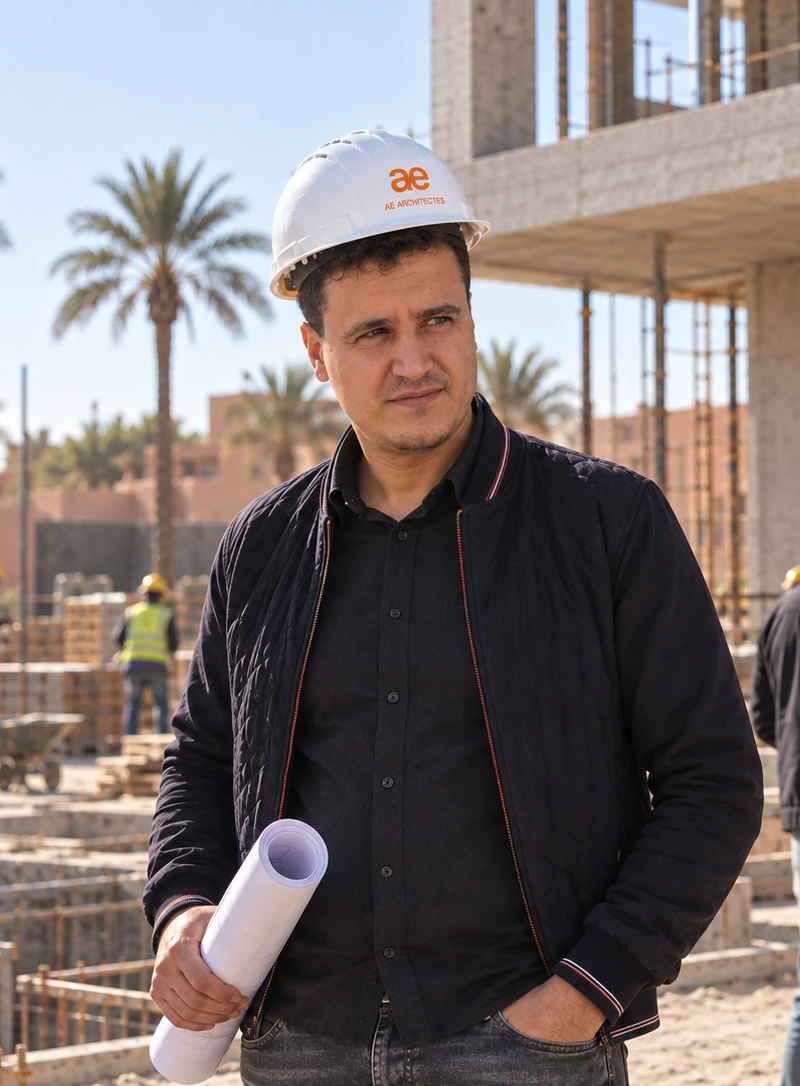 Aimad El Kanit — founding architect of AE Architectes, on site in Marrakesh