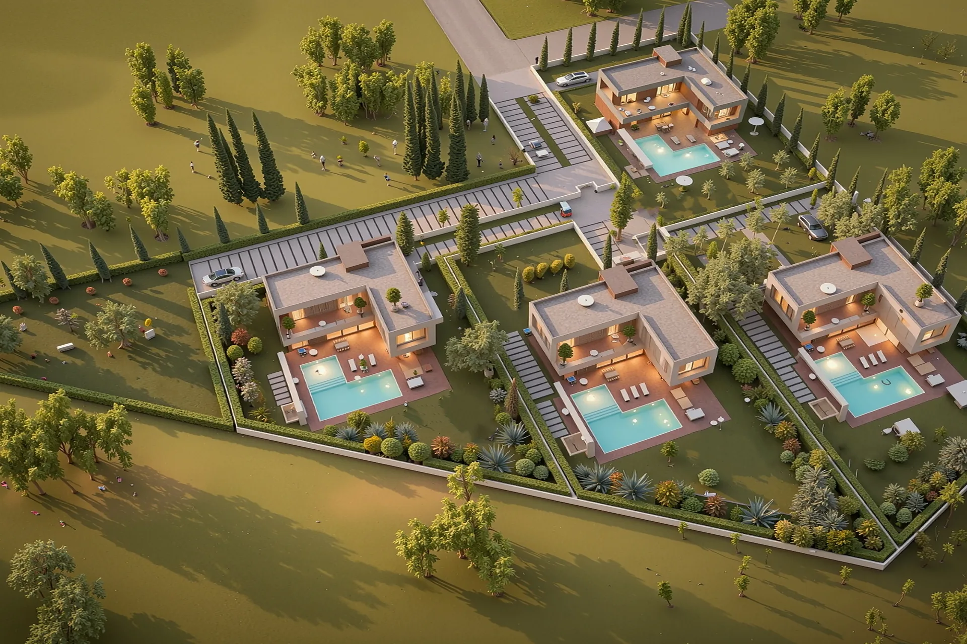 AE Architectes — Villa compound aerial view, Marrakech